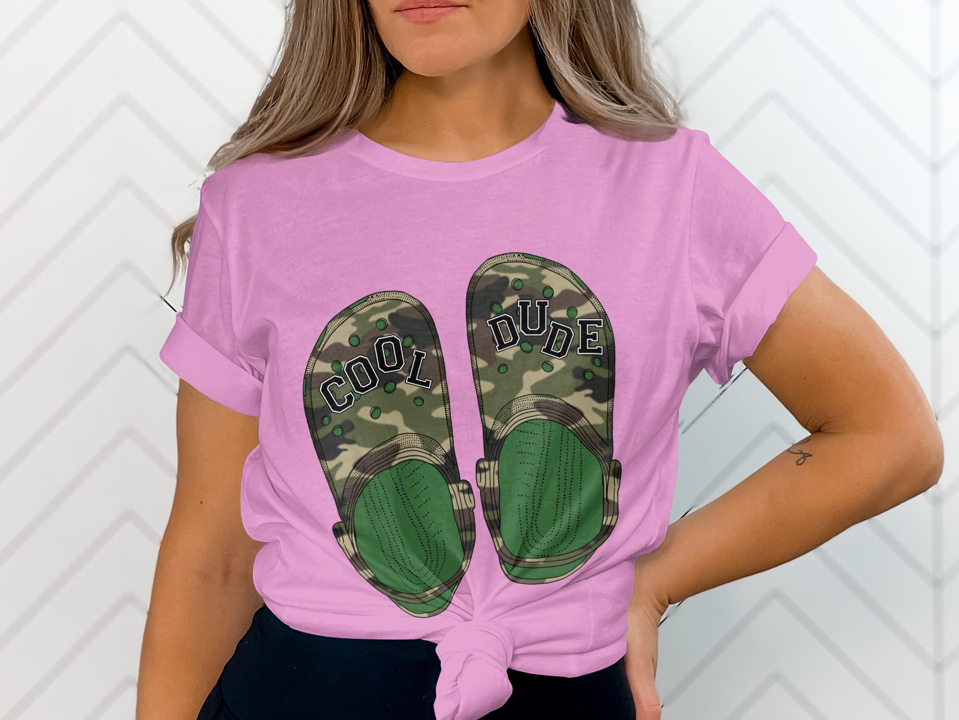Cool Dude Camouflage Flip Flops Printed T-shirt