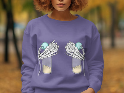Stylish Skeleton Zombie Hand Purple Sweatshirt