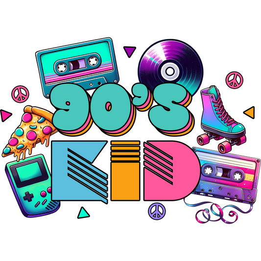Nostalgic 90's Kid Colorful Graphic Design Product