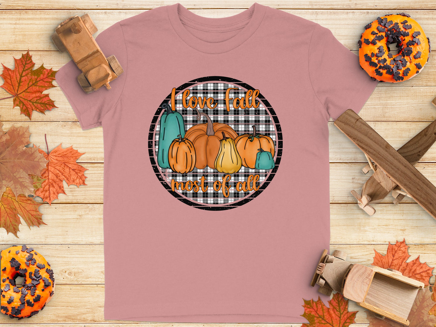 I Love Fall Most Of All Plaid Pumpkin T-Shirt