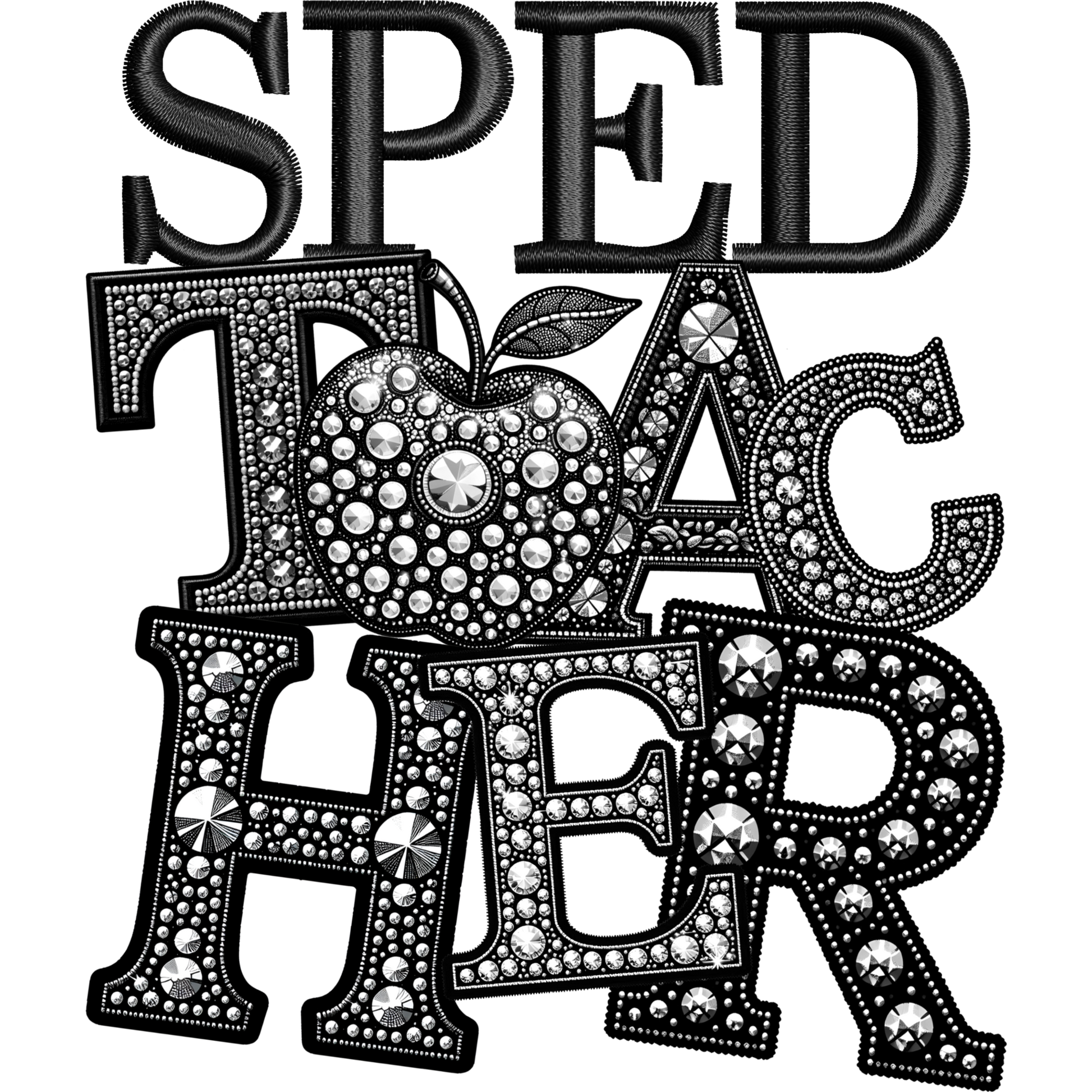 SPED Teacher with Rhinestone Lettering Design