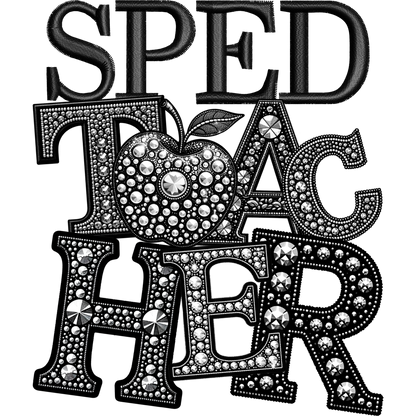 SPED Teacher with Rhinestone Lettering Design