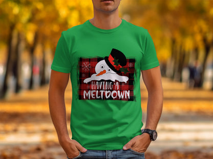 Funny Meltdown Snowman Graphic Tee Holiday Shirt