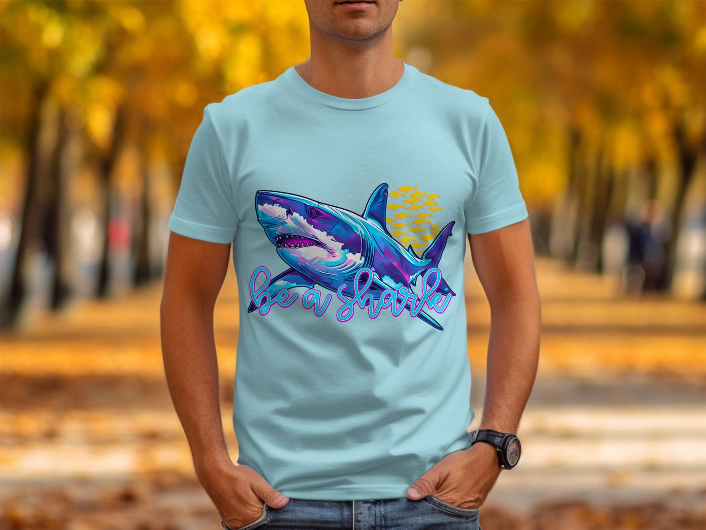 Be a Shark Vibrant Graphic Short Sleeve T-Shirt