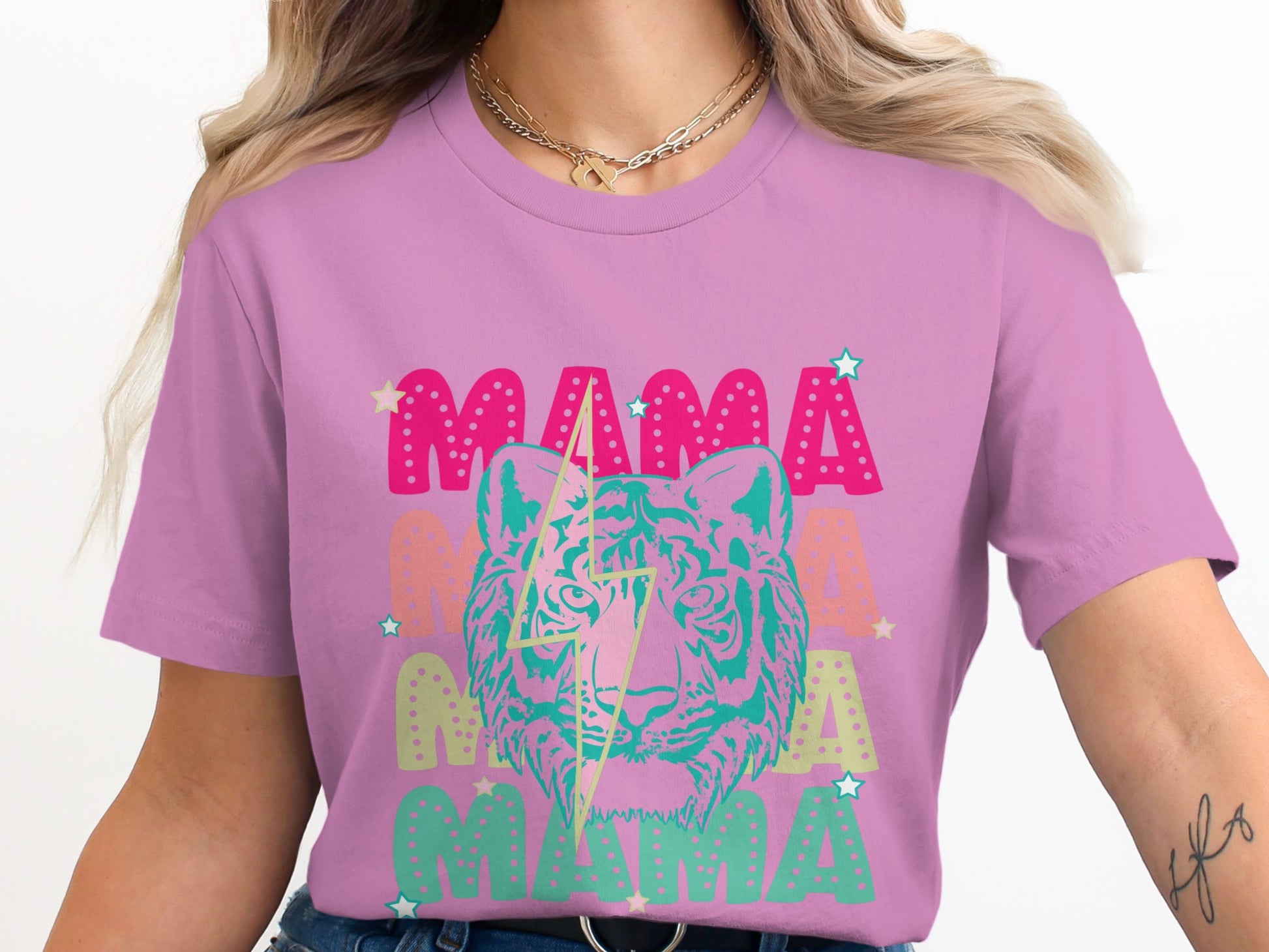 Trendy Pink Mama Tiger Graphic Tee Product