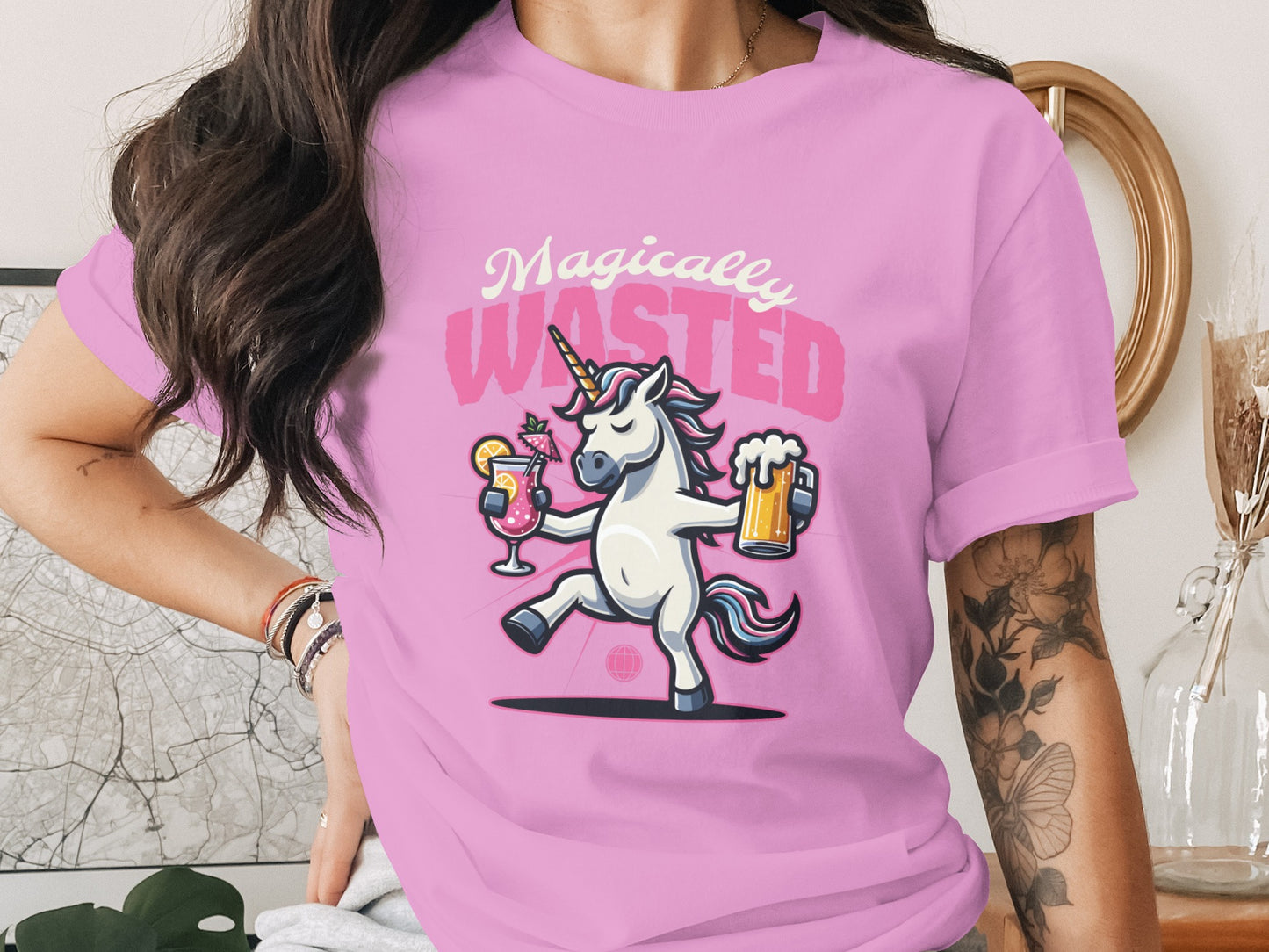 Magically Wasted Unicorn Graphic Tee Shirt