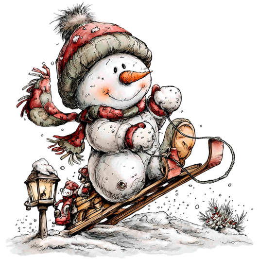 Snowman on sled with lamp winter holiday decor product