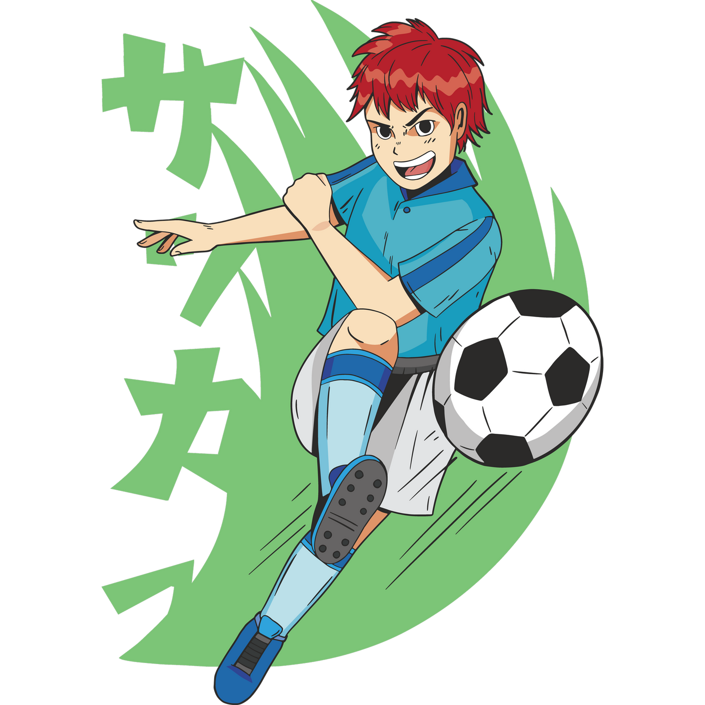 Soccer Anime Character in Action Sports Artwork