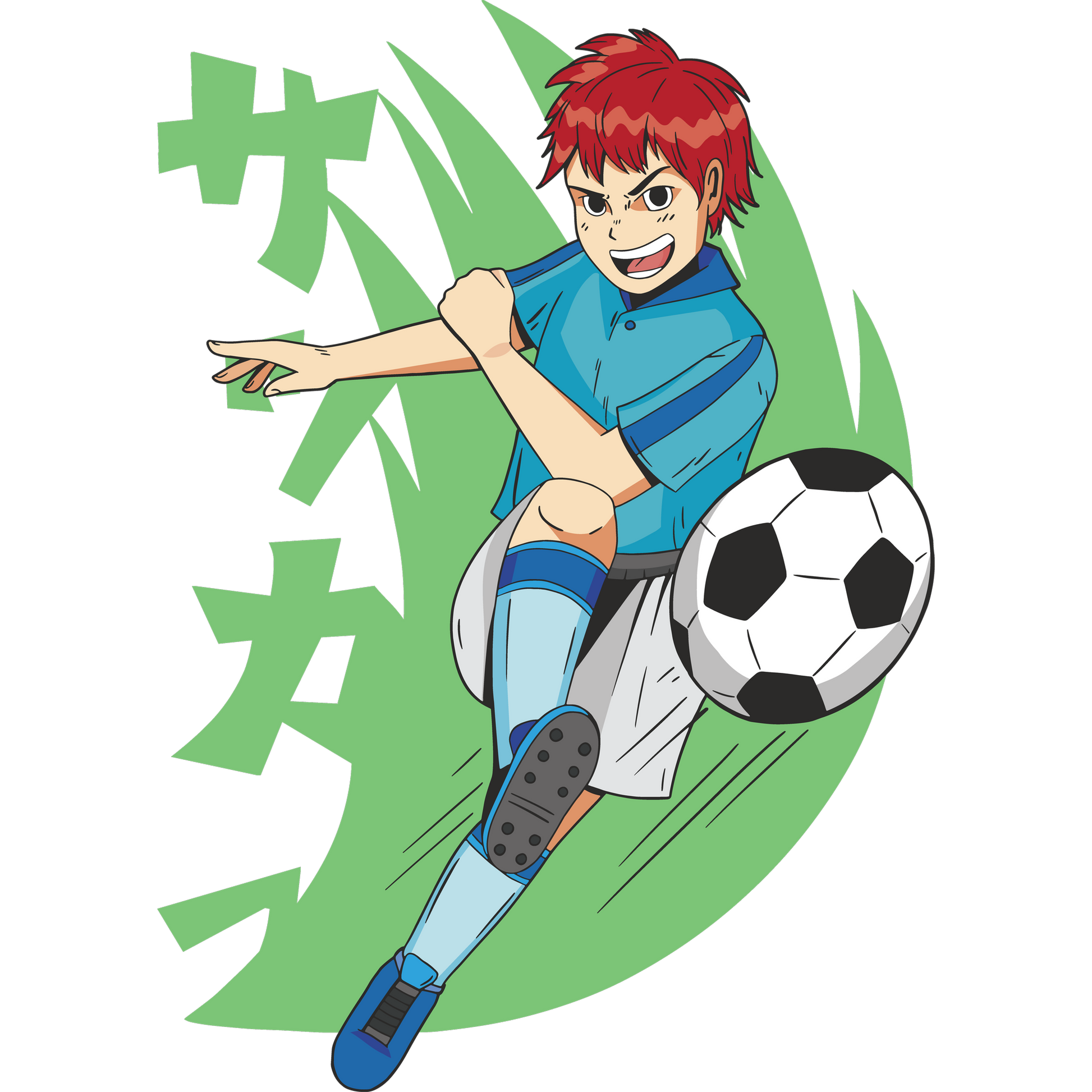 Soccer Anime Character in Action Sports Artwork