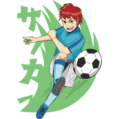 Soccer Anime Character in Action Sports Artwork
