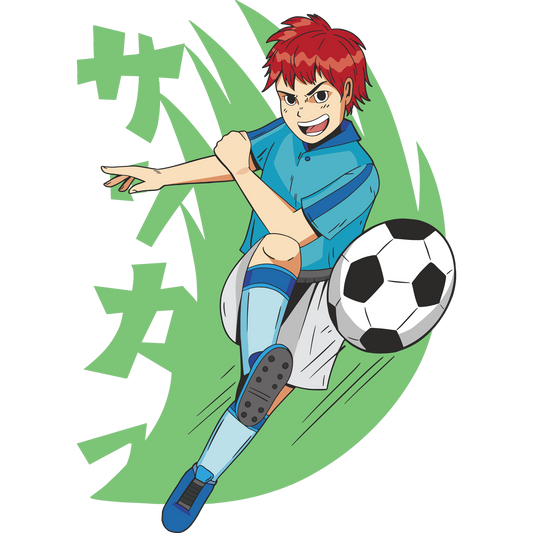 Soccer Anime Character in Action Sports Artwork