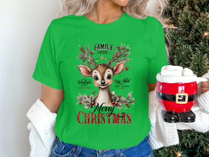 Merry Christmas Reindeer Graphic T-shirt
