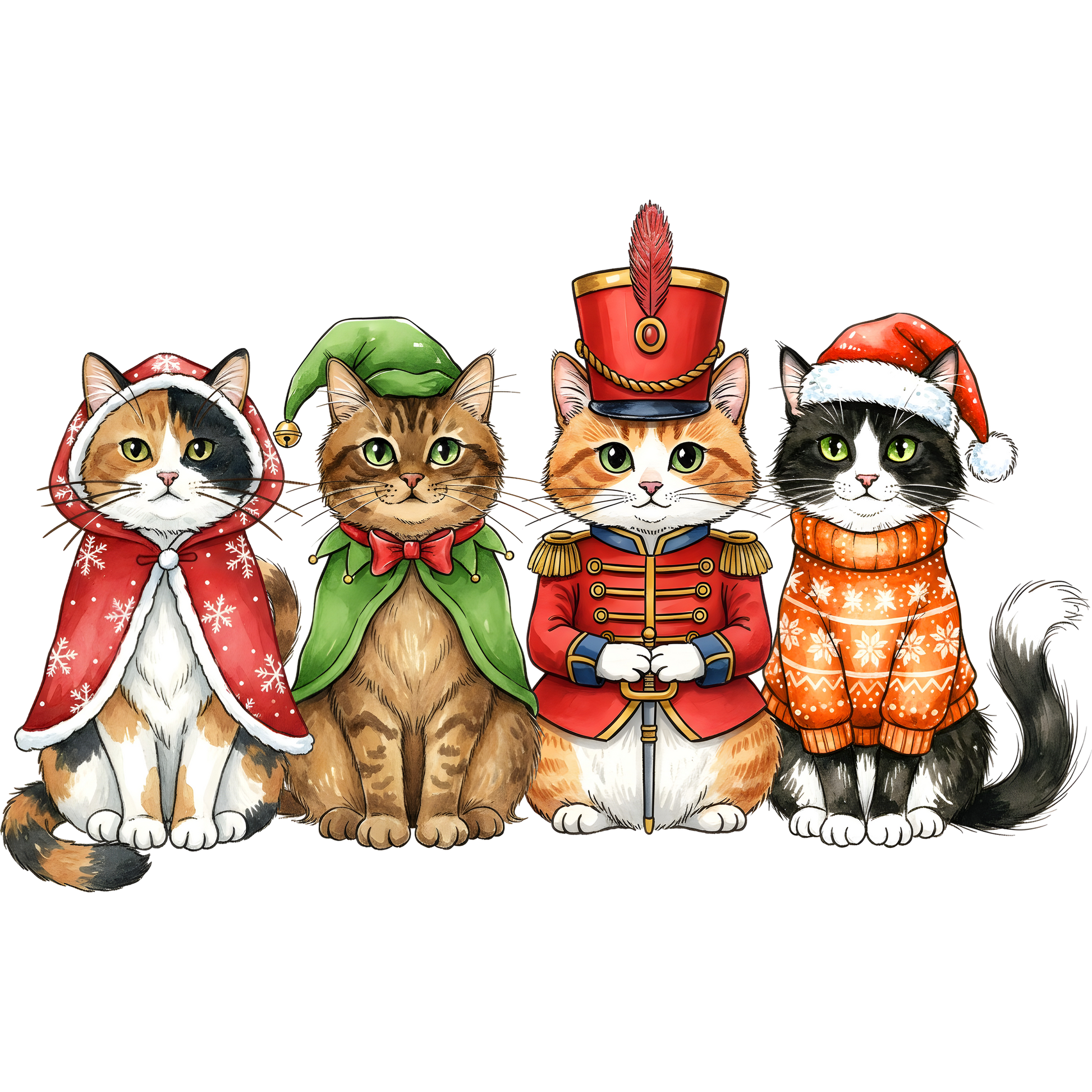 Cute Holiday Cats Illustration Festive Animal Decor