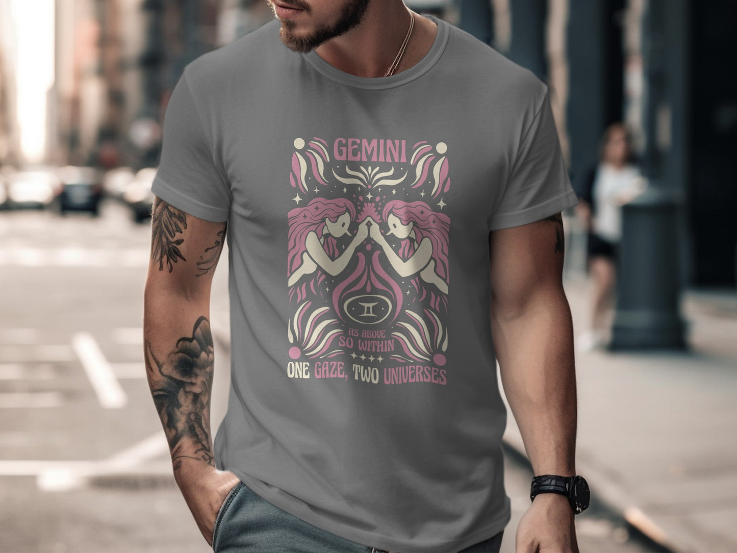 Gemini Zodiac Design One Gaze Two Universes T-Shirt