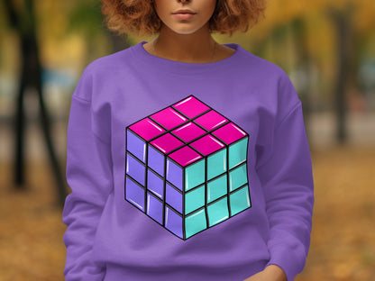 Vibrant Cube Illustration Puzzles Sweatshirt Product