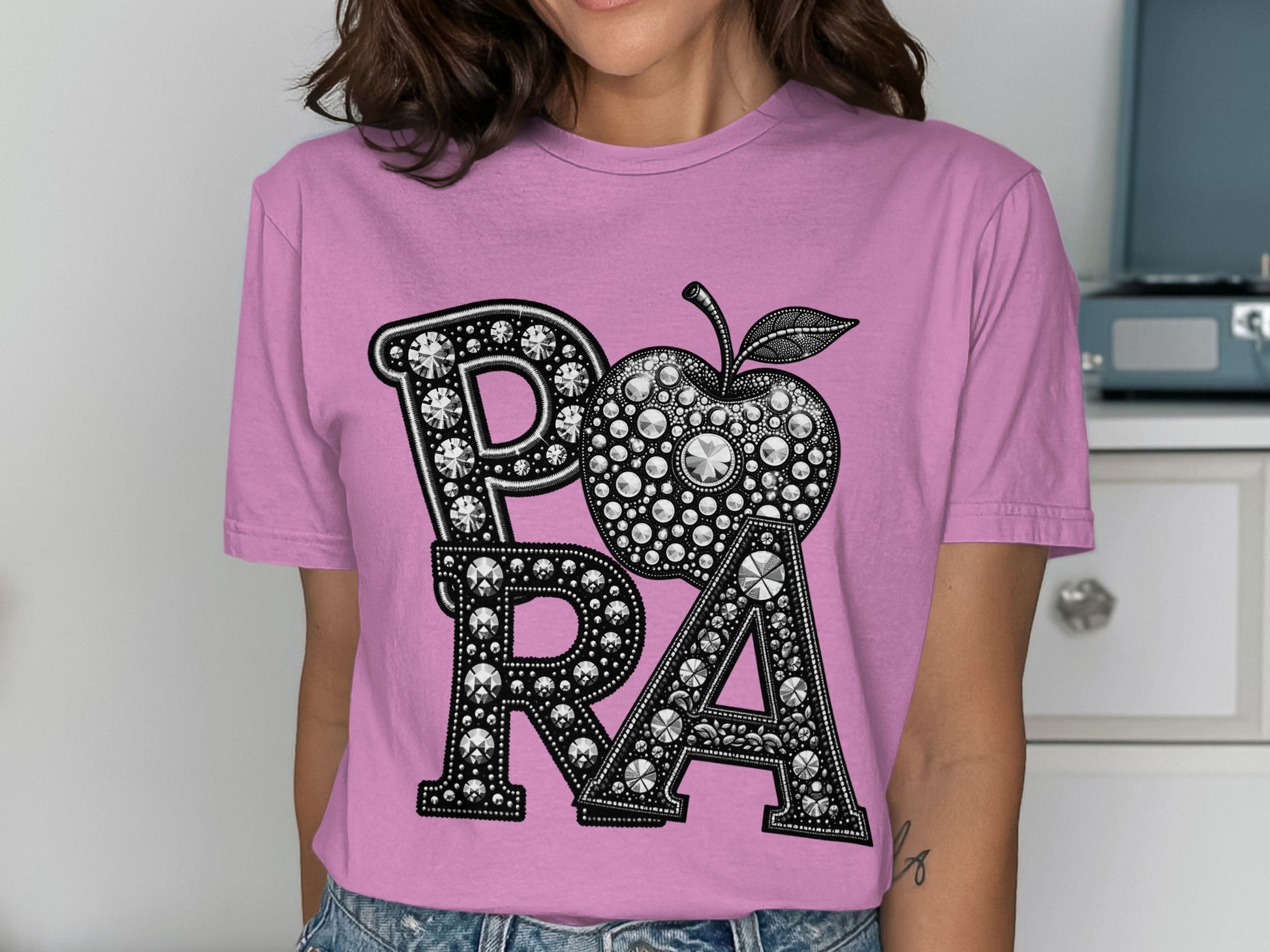 Trendy Purple Apple Graphic Design Shirt