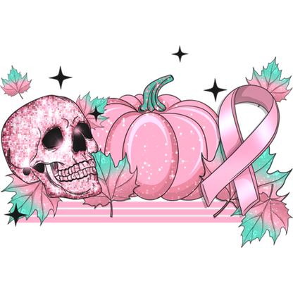 Pink Skull Pumpkin Ribbon Design Art Print