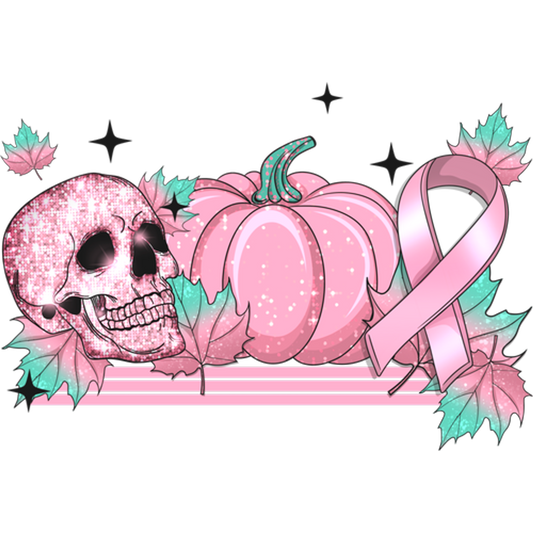 Pink Skull Pumpkin Ribbon Design Art Print