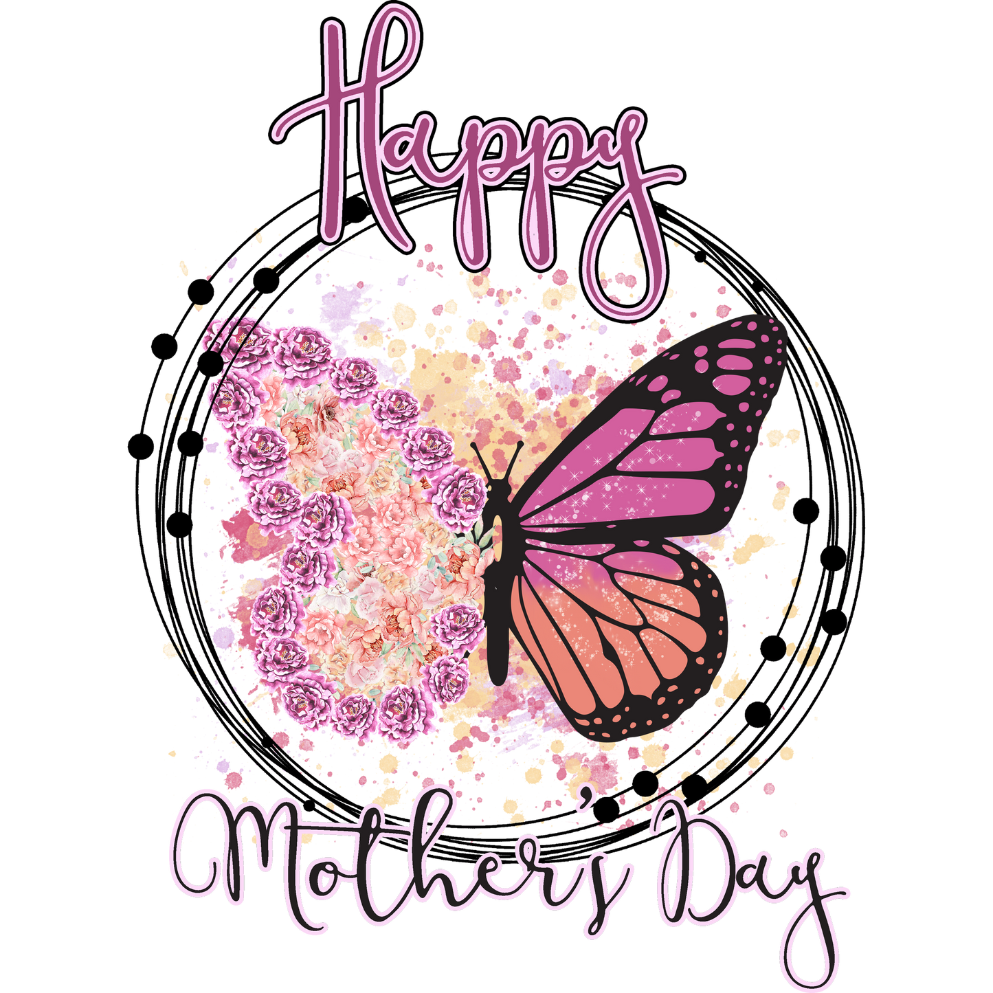 Happy Mother's Day Butterfly and Roses Graphic Item