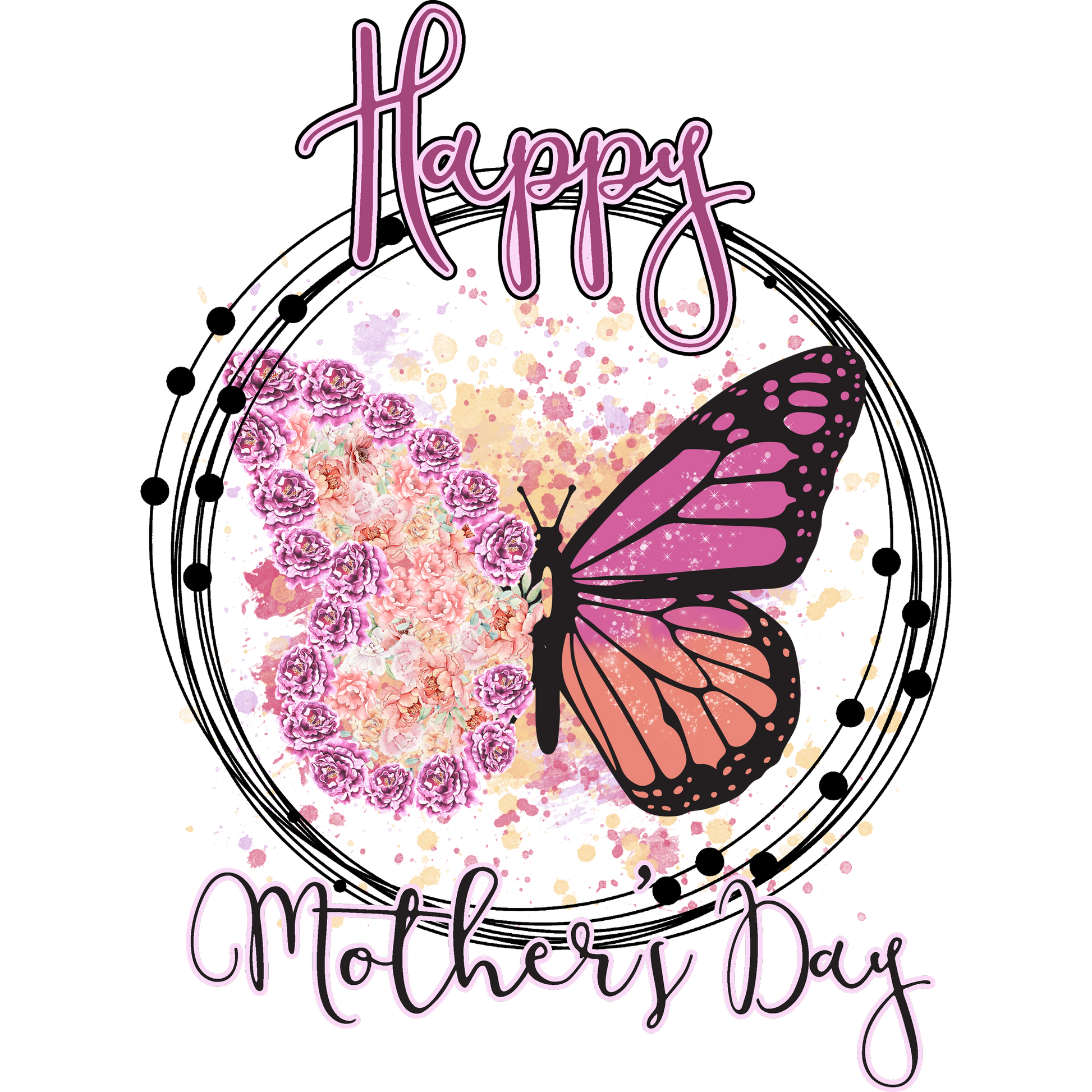 Happy Mother's Day Butterfly and Roses Graphic Item