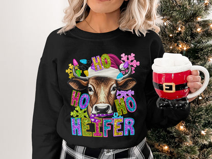 Festive No Ho Heifer Colorful Christmas Top