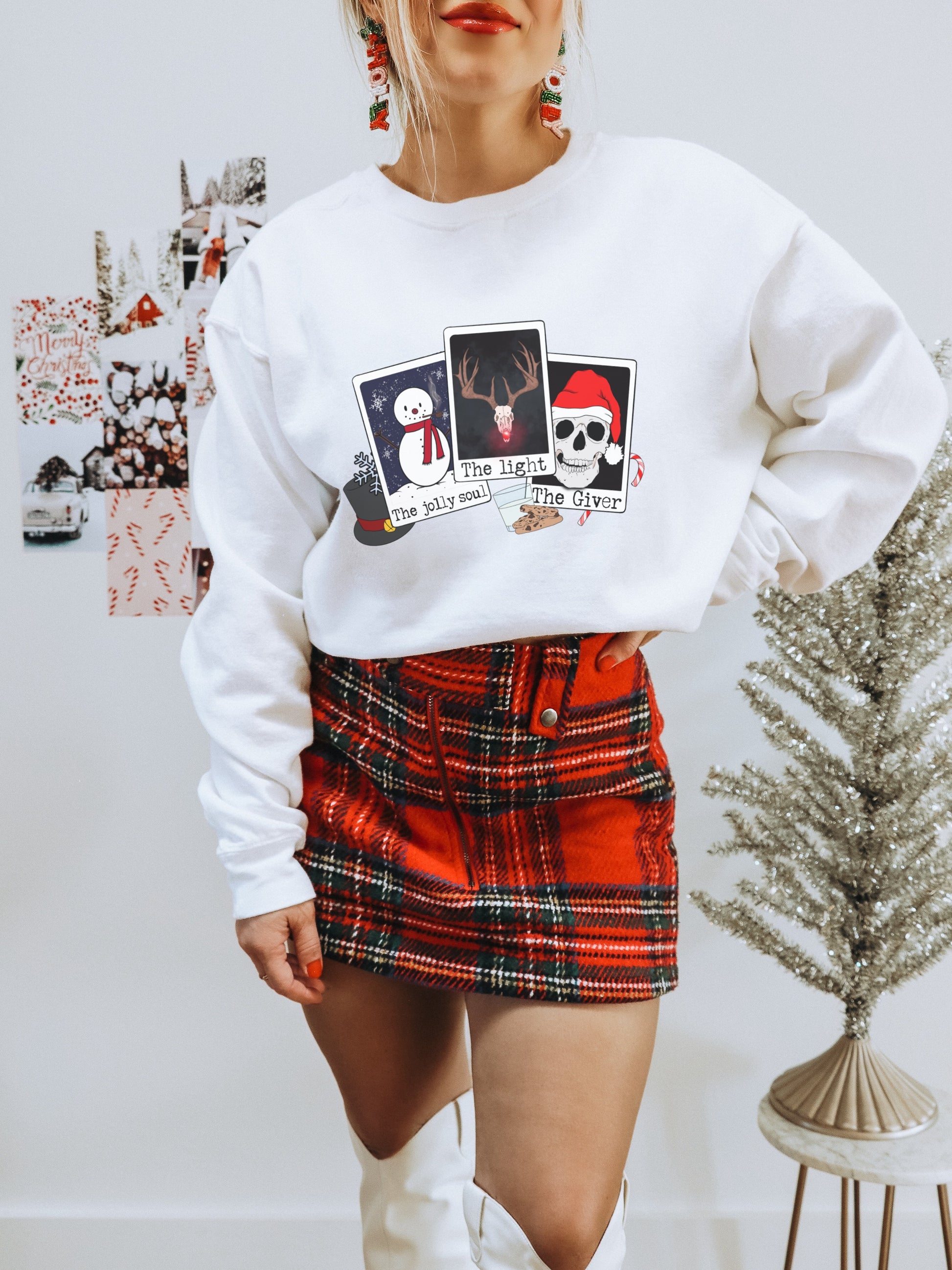 Festive holiday sweater featuring seasonal character design