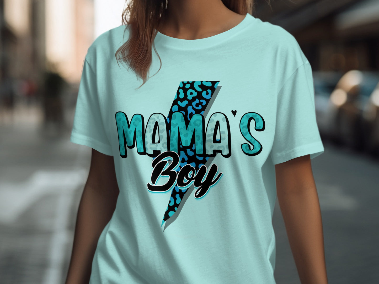 Stylish Mama's Boy Lightning Bolt T-Shirt Design
