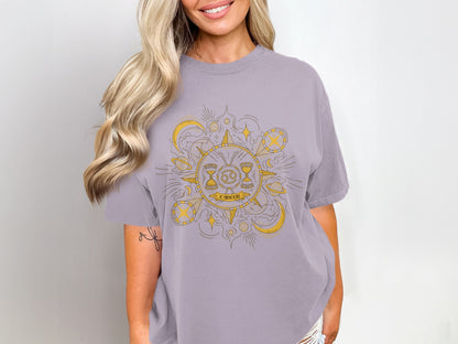 Stylish Sun and Moon Graphic Oversized T-shirt