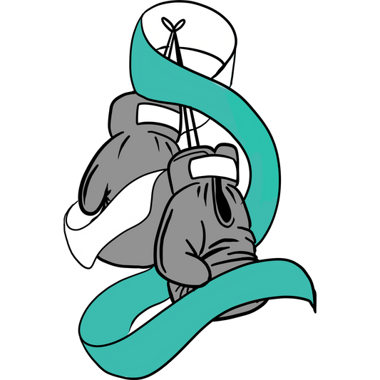 Boxing Gloves with Teal Ribbon Artwork