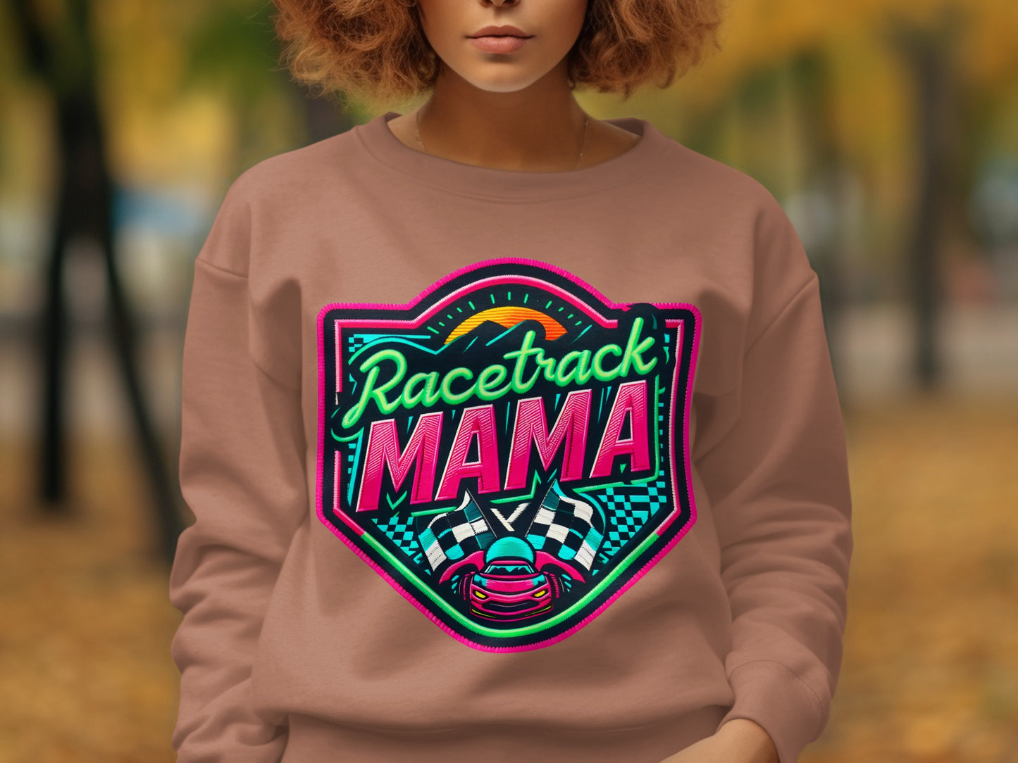 Racetrack Mama Bold Graphic Sweatshirt for Racing Fans