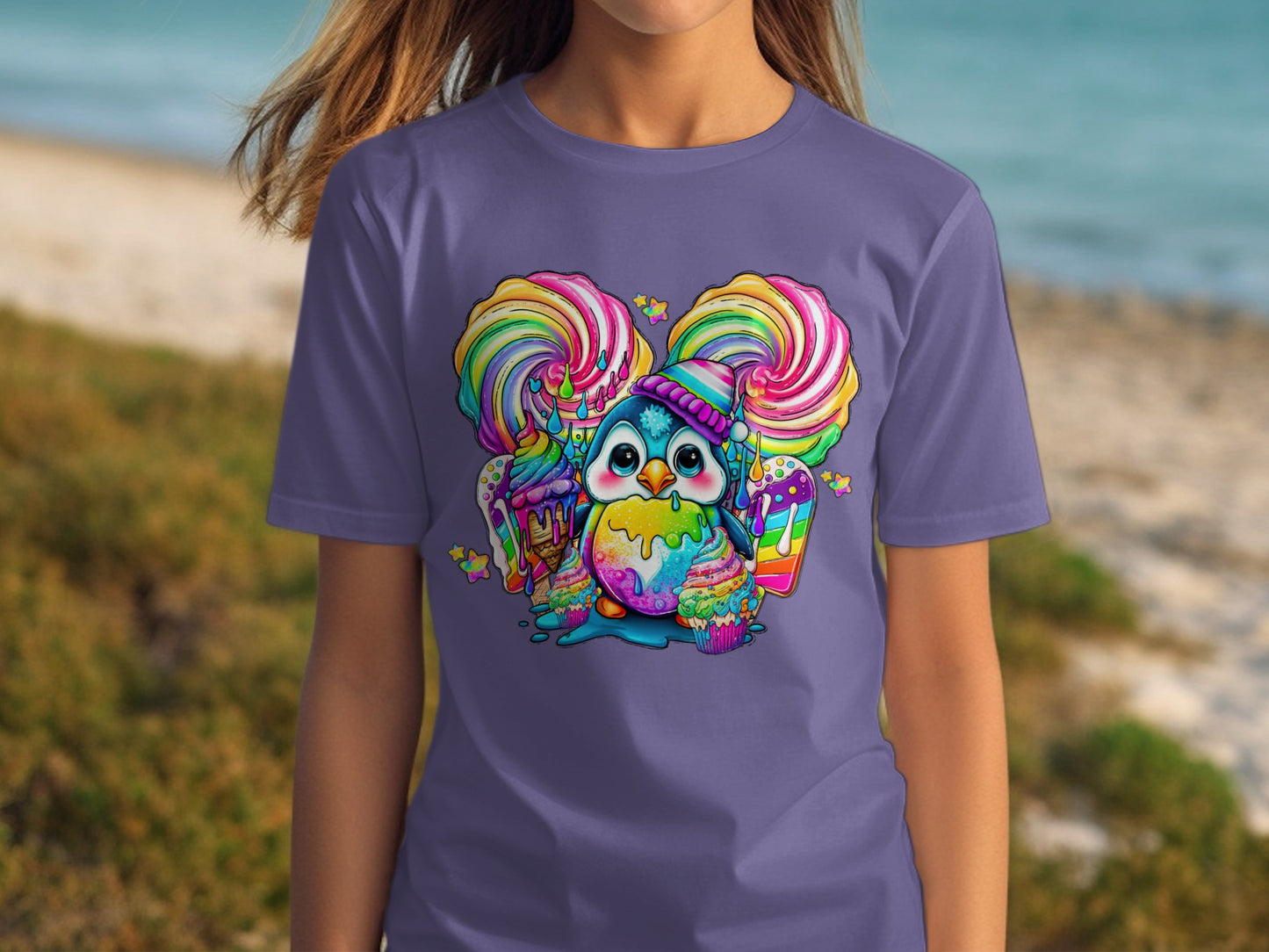 Cute Penguin in Candyland T-shirt design product