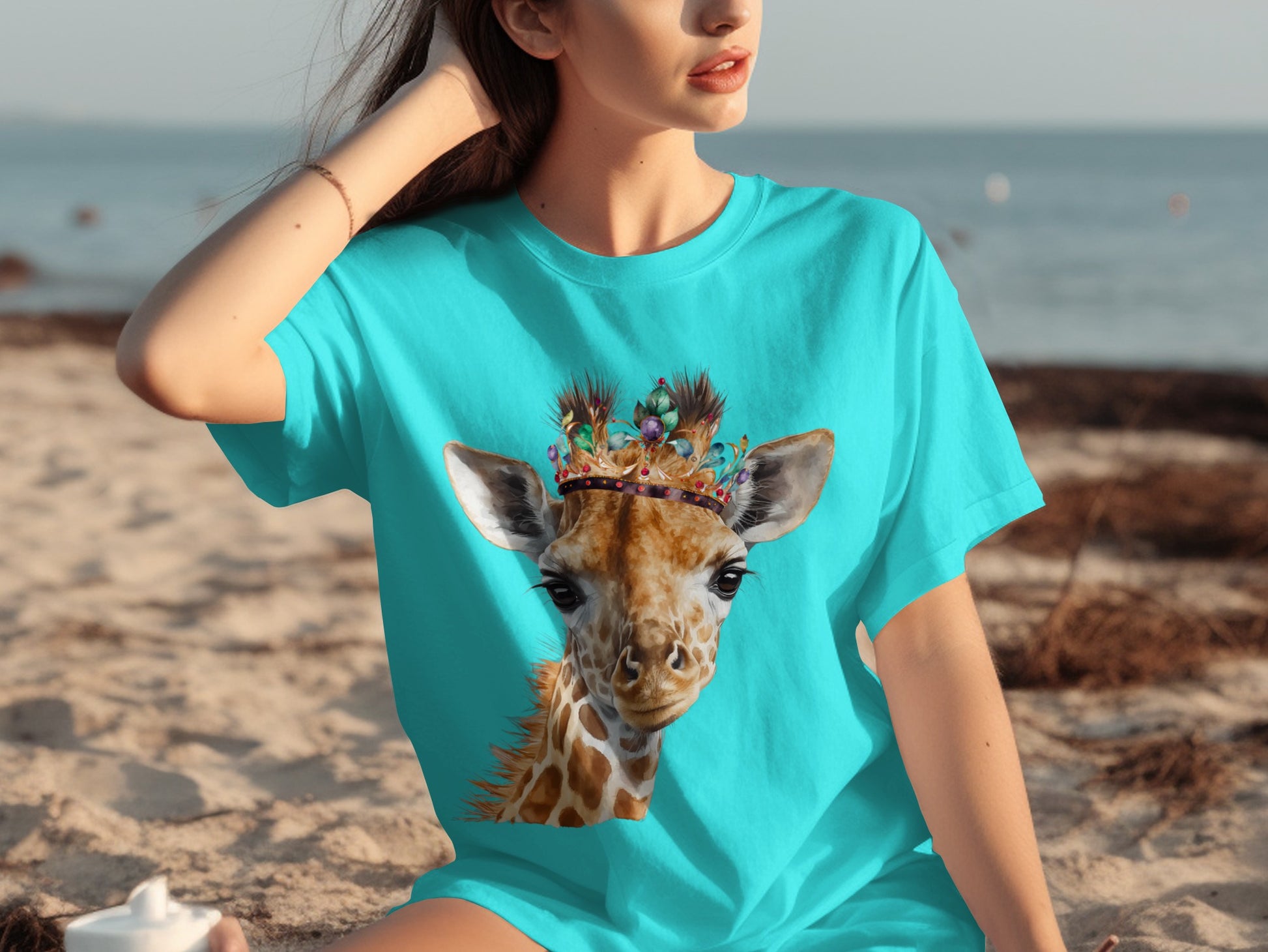 Cute Giraffe With Headpiece Graphic T-shirt