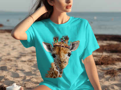Cute Giraffe With Headpiece Graphic T-shirt