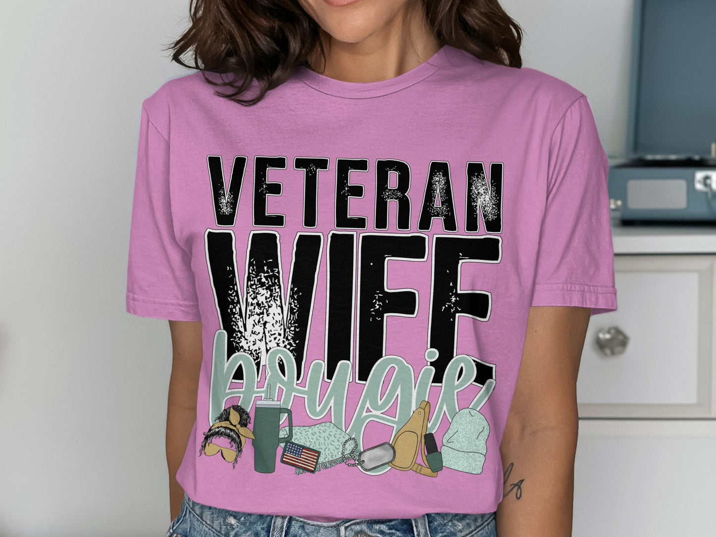 Veteran Wife Bougie Graphic T-Shirt for Women