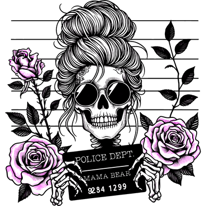 Skull Illustration With Police Department Sign Art Print