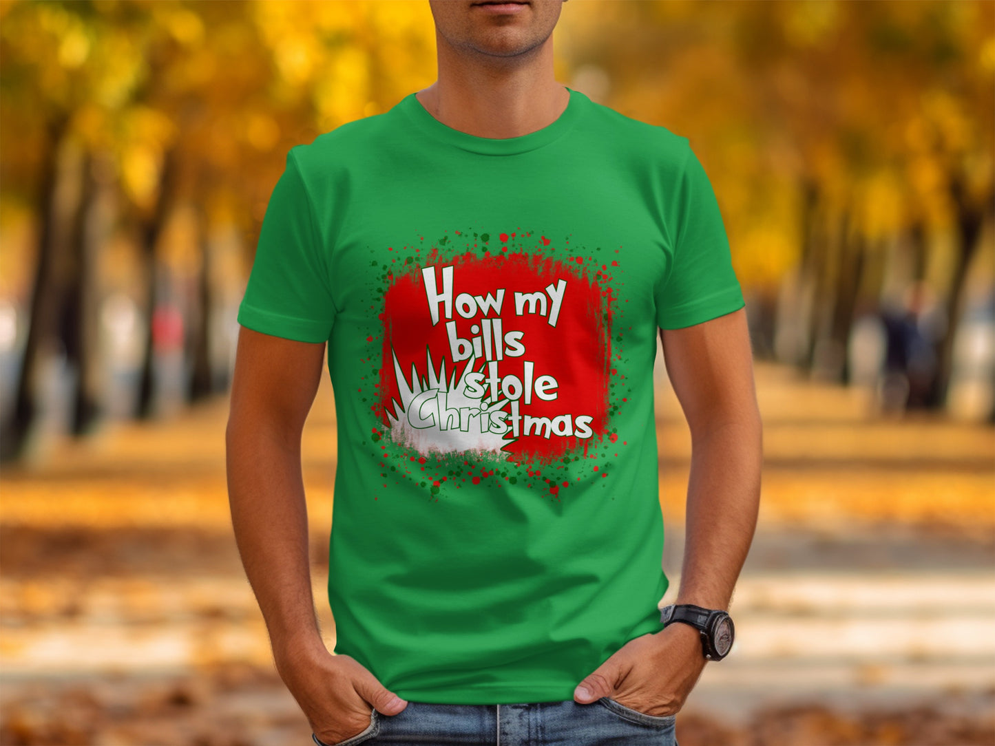How My Bills Stole Christmas Funny Graphic Tee Product