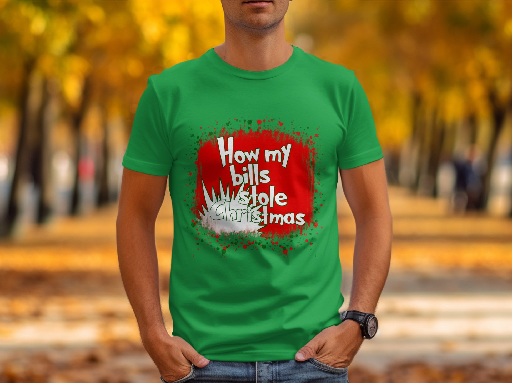 How My Bills Stole Christmas Funny Graphic Tee Product