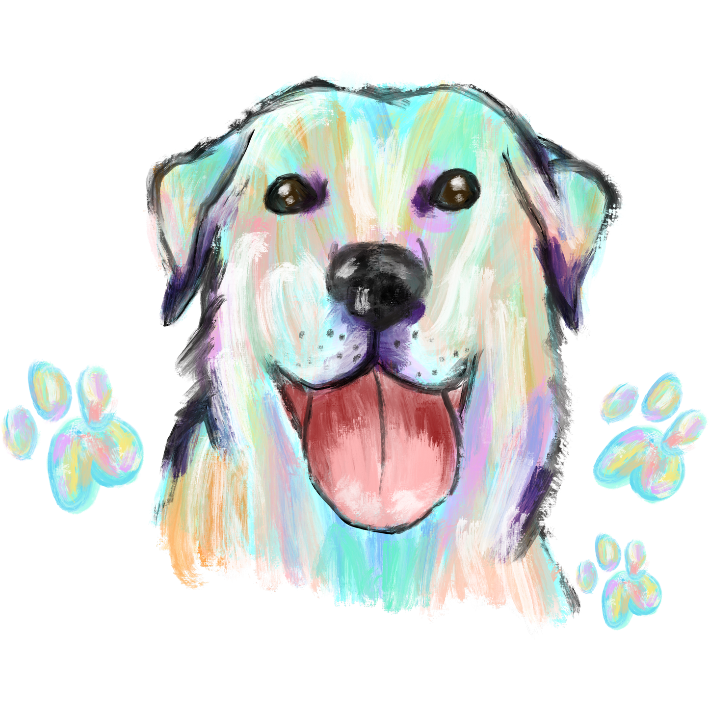 Adorable Colorful Dog Painting with Paw Prints product