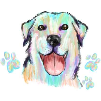 Adorable Colorful Dog Painting with Paw Prints product