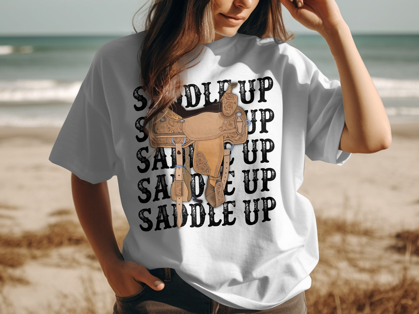 Saddle Up Graphic T-Shirt with Classic Western Design
