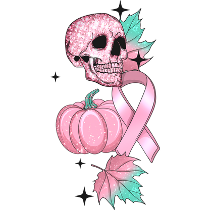 Sparkling Skull with Pink Ribbon Design Art Print