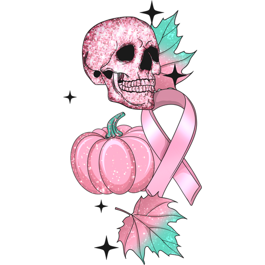 Sparkling Skull with Pink Ribbon Design Art Print