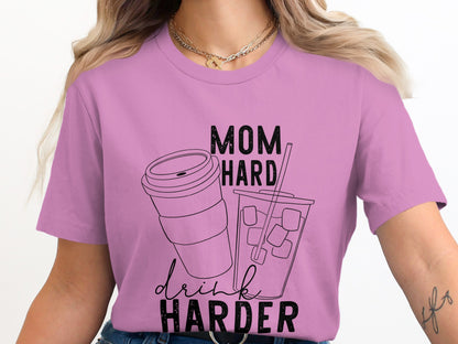 Mom Hard Drink Harder Graphic T-Shirt Product