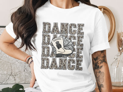 Dance Graphic Cowboy Boot Art T-shirt