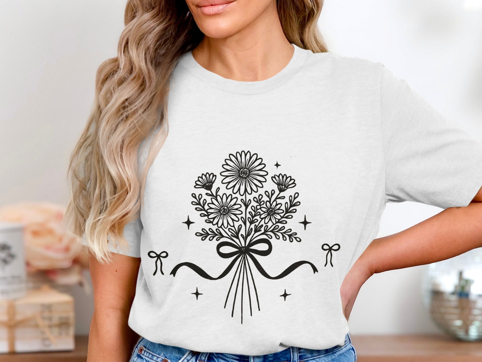 Stylish Bouquet Graphic Tee for Floral Enthusiasts