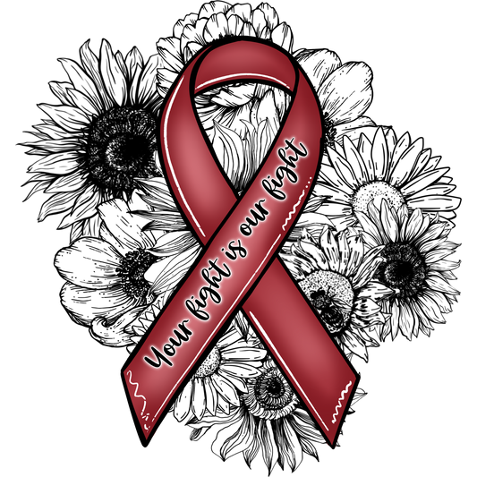 Your Fight Is Our Fight Red Ribbon Flower Print