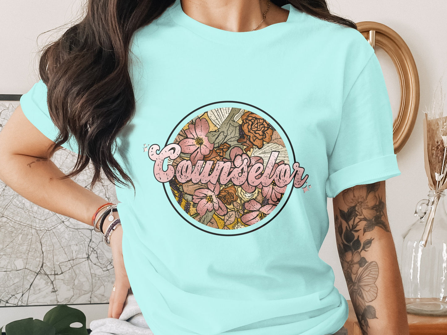 Counselor Floral Design Graphic Tee Product