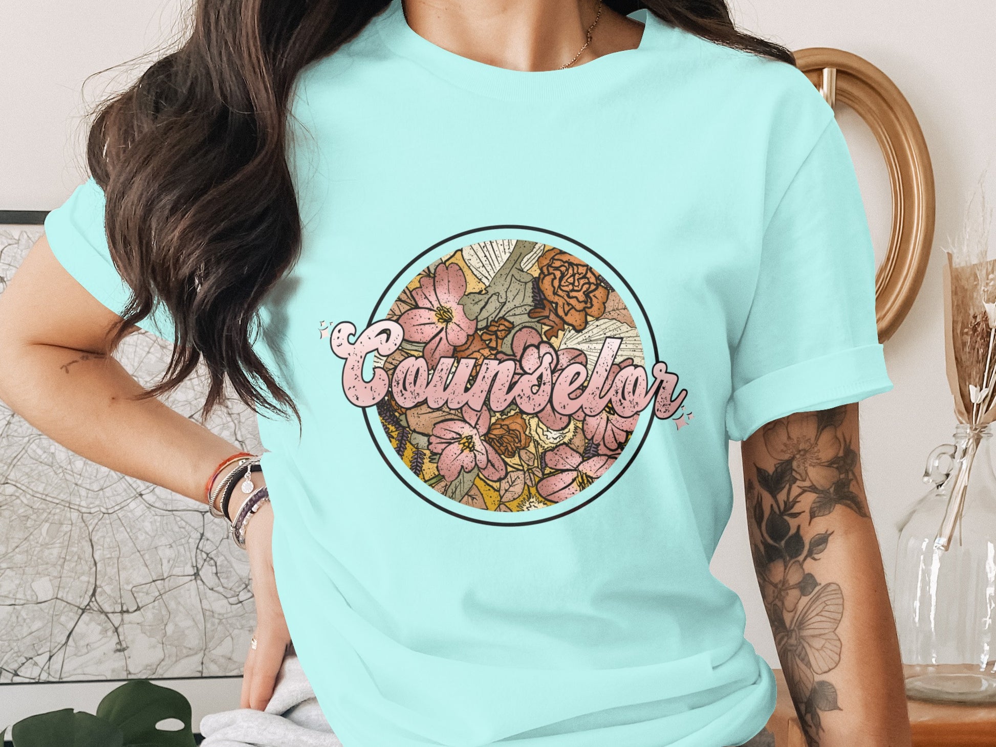 Counselor Floral Design Graphic Tee Product