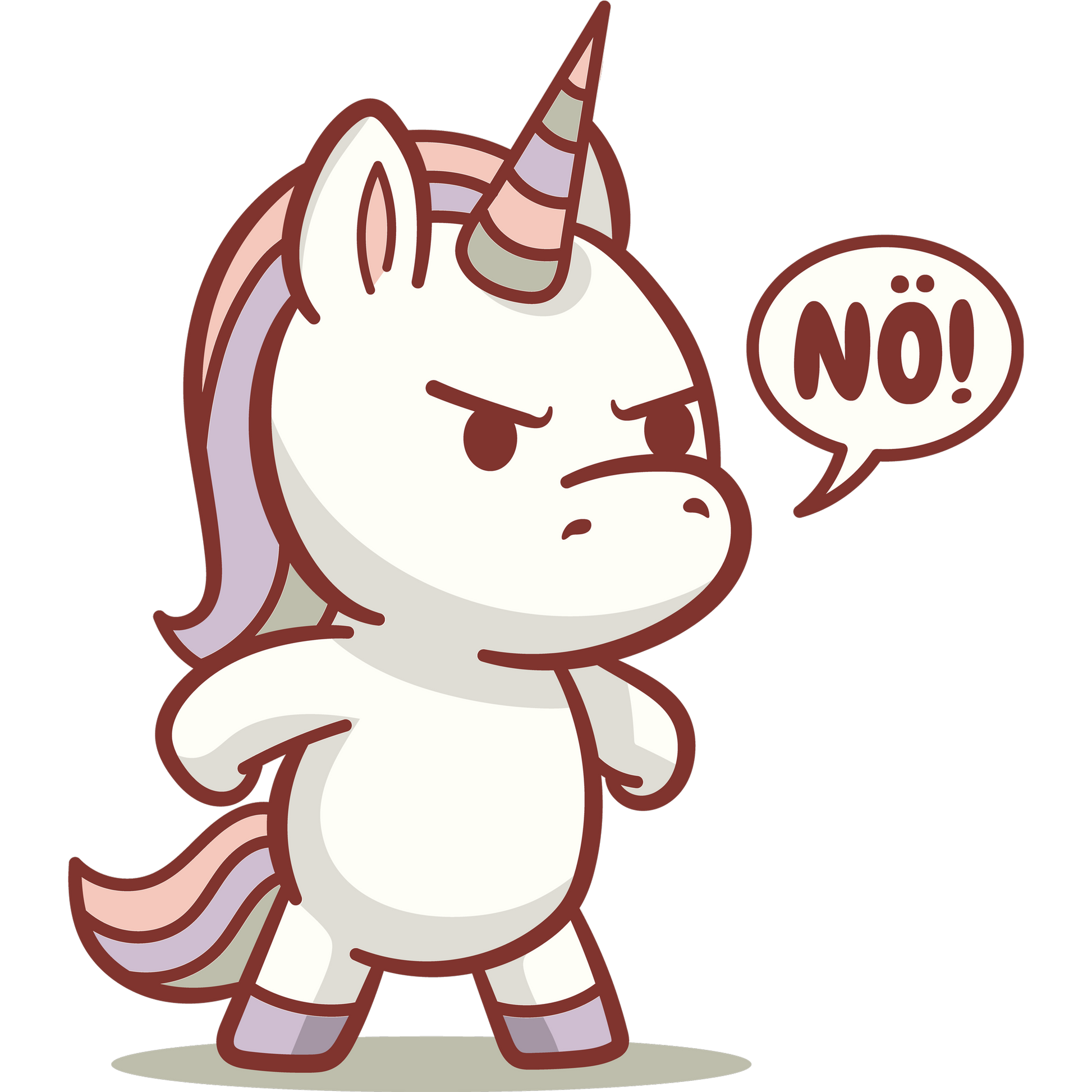 Angry Cartoon Unicorn with Speech Bubble Graphic Design