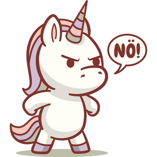 Angry Cartoon Unicorn with Speech Bubble Graphic Design